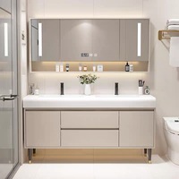 Meuble-lavabo autoportant Durasein moderne et écologique avec double vasque intégrée en surface solide