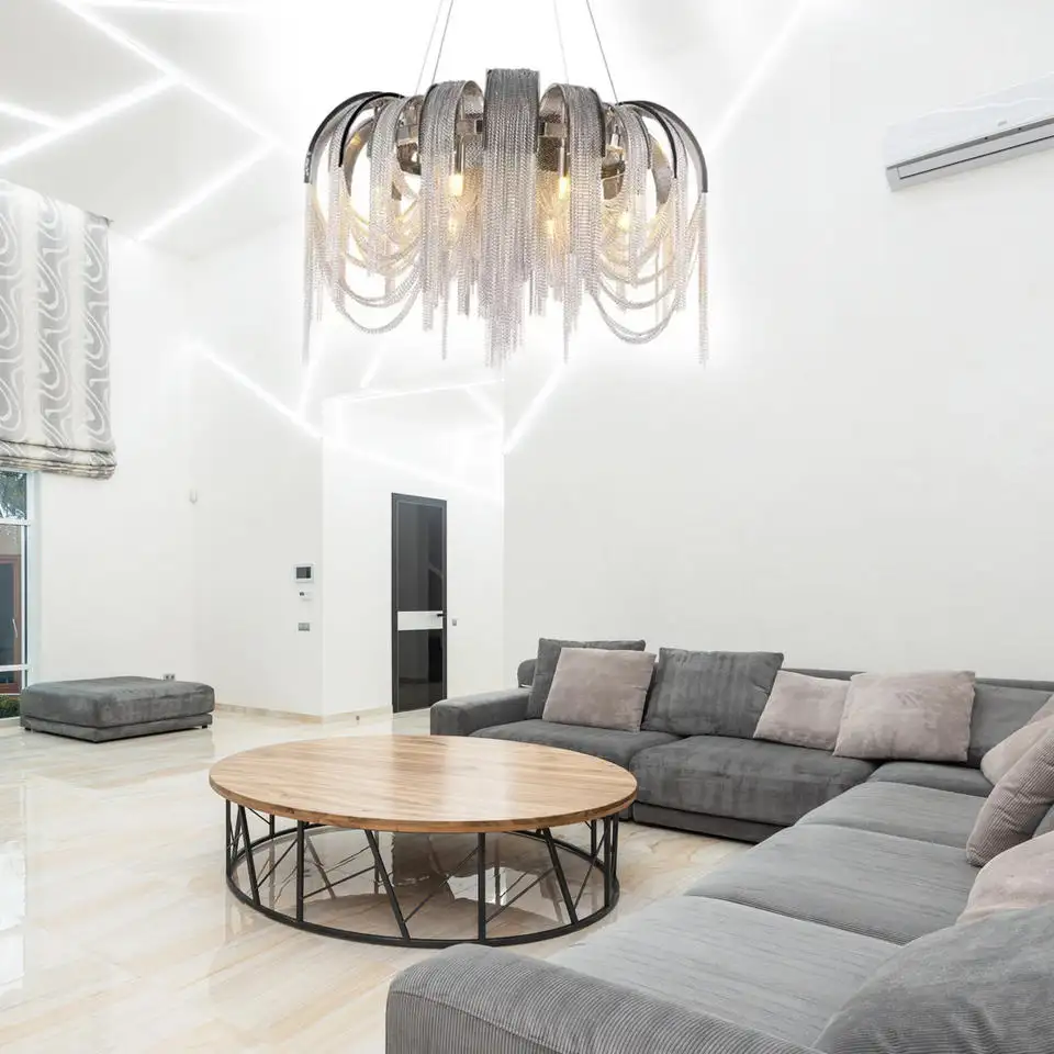 Hotel Hanging Chandelier Living Room Aluminum Chain Tassel Chain Metal Lighting Pendant Light