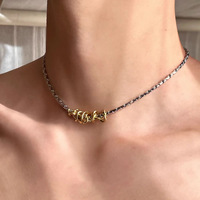 Collier en or et argent perlé européen et américain, torsadé, couleur or et argent, style punk, chaîne de serpent épaisse électro-plaquée pour hommes et femmes