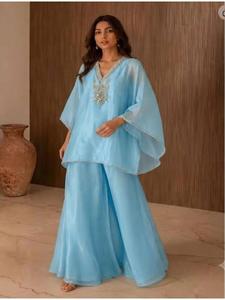 High Quality Stitched Complete Chanderi Cotton Blend <b>Kurta</b> Set for <b>Women</b> Indian Designer Ethnic Wear Festive Collection Bulk - Product Image 3