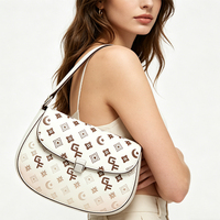 Tas Monogram Gradien untuk Wanita dengan Penutup Lipat, Pegangan Atas, Tas Selempang, Tali Tunggal, Ideal untuk Kantor, Kegunaan Sehari-hari, Pesta, dan Perjalanan