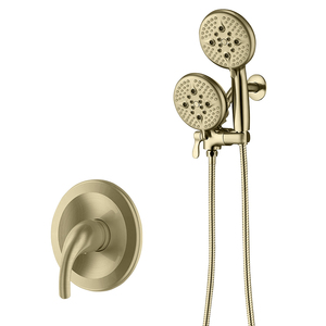 Ensemble de <span class=keywords><strong>douche</strong></span> mural thermostatique en laiton massif, finition laiton poli, avec douchette pluie encastrée et <span class=keywords><strong>mitigeur</strong></span> de <span class=keywords><strong>douche</strong></span> simple intégré à 3 sorties - Product Image 2