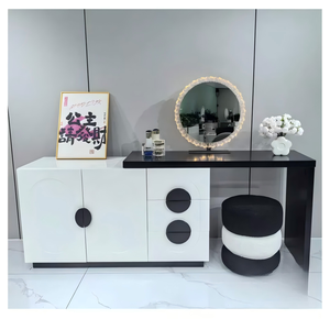Modern Makeup <b>Vanity</b> Table With <b>Lighted</b> Mirror Storage Desk For Bedroom Furniture - Product Image 1