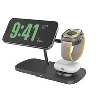 Station de charge rapide 3-en-1 en alliage de zinc de haute qualité, vente chaude Factory 2026, chargeur sans fil magnétique 15W pour téléphone portable, montre et écouteurs