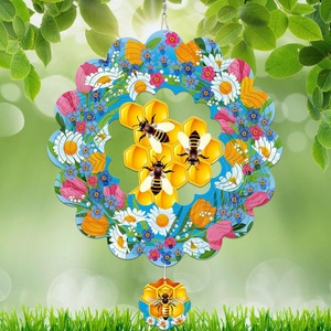 EnchGarden Molinetes de Viento de Abeja para Jardín y Patio, Escultura Cinética de Metal 3D Colgante de 12 Pulgadas - Product Image 2