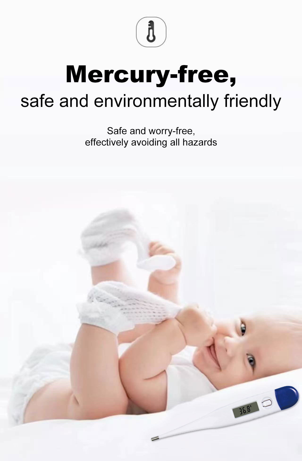 Digital Infrared Forehead Thermometer – Mercury-Free Non-Contact Temperature Monitor with LCD Display - View 2