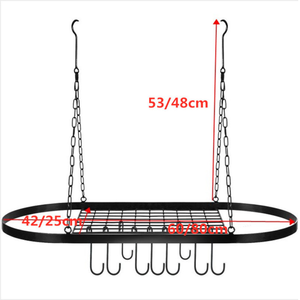 Hot Selling Kitchen <strong>Ceiling</strong> Mount Grid Pot Pan Rack Hanger Organiser Storage Shelf <strong>Tray</strong> Holder and Pan Rack With Hooks - Product Image 6