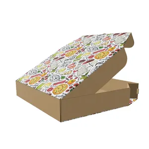 Wholesale Custom Printed Logo Eco 12, 14 Inch 35cm Corrugated Chips Packaging Take Away Kraft Paper Food Pizza Burger Boxes/