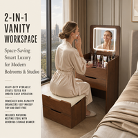 Coiffeuse pour petits appartements, rangement grande capacité, chambre à coucher, style princesse, moderne, minimaliste, en bois massif, durable, pour maquillage