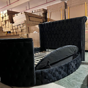 Cama Moderna Chesterfield con Cabecera Acolchada, de Alta Calidad, Ecológica, Tamaño <span class=keywords><strong>Queen</strong></span>/King, con Espacio de Almacenamiento y Elevador para TV Debajo de la Cama - Product Image 2