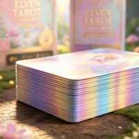 Jeu de cartes Oracle Tarot personnalisable en papier artistique KingCards avec estampage à chaud à effet holographique et bordure métallisée – Durable