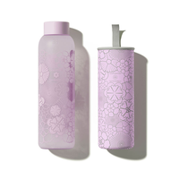 Bouteille en verre borosilicate réutilisable écologique grande capacité 500 ml avec couvercle en bambou portable et manchon en néoprène sans BPA