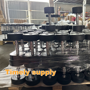 Juego de Mancuernas de Cabeza Redonda OEM de Fábrica al por Mayor con Revestimiento de Goma y Pesas de Acero Sólido para Gimnasio en Casa Entrenamiento Muscular y Fitness - Product Image 2