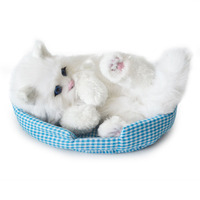 Peluche chaton adorable faite à la main, figurine de chat réaliste et moelleuse avec son couinement, pour la décoration de la maison, animal de compagnie unique, mignon et kawaii