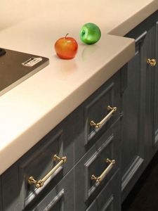 WEKIS Antique Gold Stainless Steel Drawer Pulls Cabinet Hardware Wardrobe <b>Door</b> Handle European Kitchen Hardware Brushed Gold - Product Image 2