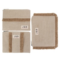 Français Italie Mode Style Personnel Coton Jute Mélange Fermeture Éclair Pochette Cadeau Sac Paquet avec Jute Frange Dentelle Pochette Sac À Main Eco