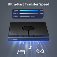 Unidad de Blu-ray Externa 7 en 1 USB 3.0 y Tipo-C |   Grabadora de BD/DVD/CD Portátil con Lector de SD/TF y Concentrador USB para PC, Mac y Laptop