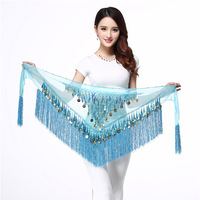 Foulard de danse orientale, Chaîne de taille, Foulard triangulaire à paillettes et pompons, Bandeau de taille, Ceinture de taille, Corset de taille, Foulard de danse latine