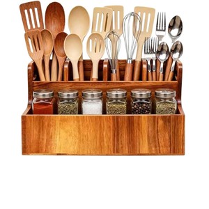 Wooden vintage cutlery <b>storage</b> <b>box</b>, restaurant knife and fork holder, <b>kitchen</b> condiment and miscellaneous item organizer. - Product Image 5