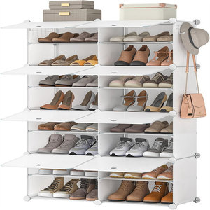 Meuble à chaussures vertical extensible multi-niveaux moderne anti-poussière transfrontalier, rangement de chaussures haut, en plastique, pour salon - Product Image 1