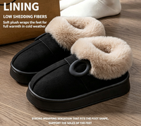 Chaussons d'hiver pour femmes à dos fermé, avec col en fourrure, plateforme épaisse, doublure chaude en peluche, antidérapants, pour l'extérieur, pour couple, en coton, pour la maison