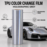 Film de protection de voiture en TPU holographique gris 1,52*15m 7,5mil, finition mate prismatique, résistant aux UV, pour enveloppement et décoration automobile
