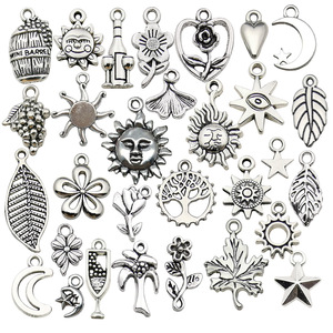 DIY Legierung Zubehör Sterne Mond Sonne Blätter Rosen Schlüssel bund Zubehör Armbänder Halsketten Ohrringe Anhänger - Product Image 5