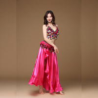 Nouveau Costume de danse du ventre adulte jupe de danse orientale scène Performance 3 pièces ensemble soutien-gorge ceinture jupe vêtements de danse du ventre
