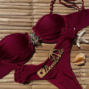 Triangle Sexy String Mini Micro Femmes Bikini Ensemble Haute Qualité Perals Charmes Décor Haute Coupe Crochet Tricot Dame Bikini Maillot De Bain - Product Image 4