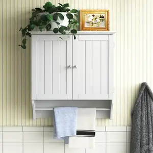 Armoire de salle de bain murale avec porte-serviettes Armoire de toilette peu encombrante avec étagères intérieures au-dessus des toilettes et du lavabo