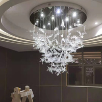 Lustre en verre LED personnalisé avec de grandes plumes, décoration pour villa, hôtel, hall d'entrée, salle de banquet