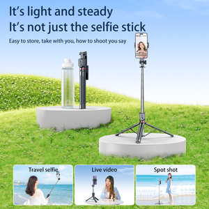 Uzaktan kumanda ile taşınabilir teleskopik ABS ve paslanmaz çelik Selfie sopa katlanabilir telefon standı & Tripod işık özelliği - Product Image 2