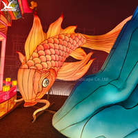 Décoration de parc sur le thème de l'océan Lanternes animales en soie chinoise Méduse Poisson d'hippocampe pour la décoration d'événement