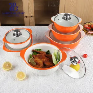 Modernes Haus Leben hitze beständige große Kapazität Terrine mit Glas deckel haltbare Suppen schüssel Set drei Größen maßge schneiderte Küche Lagerung