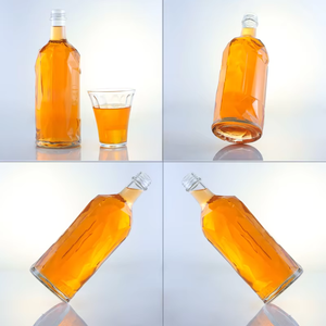 Botella de Vidrio Transparente con Forma Especial Plegada Creativa a Precio Económico para Licor, Whisky, Tequila con Corcho de 750 ml/1000 ml, Envase para Alcohol - Product Image 2