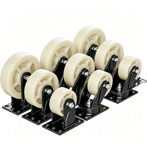 Polyurethane Caster Wheels 4 Inch Light Tan Flat Type Ball Bearing No Brake 95×65 mm Base Plate for Warehousing Logistics - Product Image 1