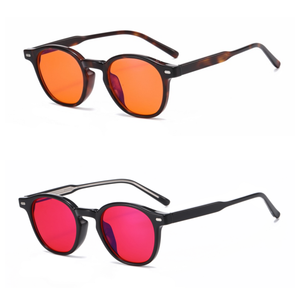 Gafas Ópticas <span class=keywords><strong>Vogue</strong></span> 2026 con Armazón Redondo de TR90 y Acetato, <span class=keywords><strong>Lentes</strong></span> Rojo Anaranjado, Bloqueador de Luz Azul - Product Image 1