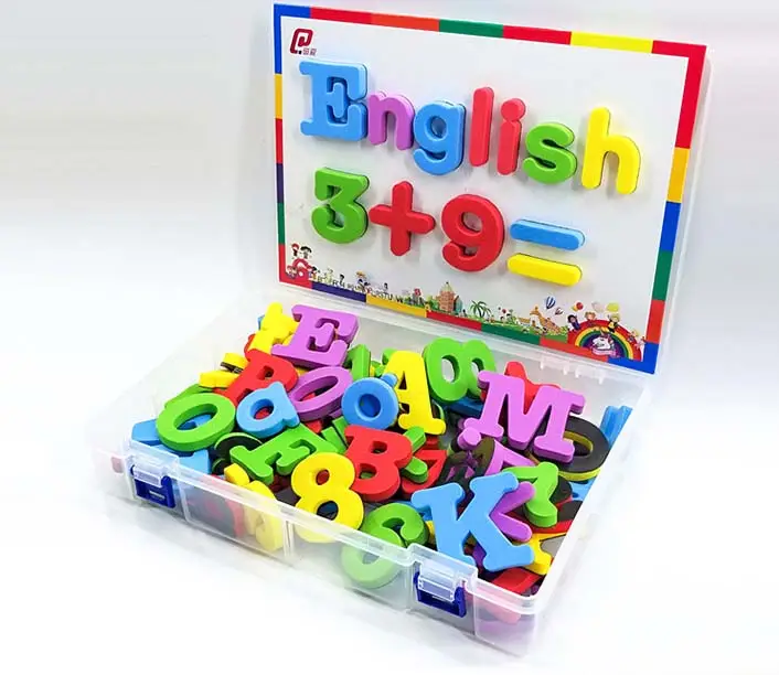 Magnet huruf alfabet magnetik busa/EVA warna-warni kustom untuk pendidikan anak