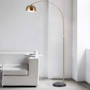 大型アーチデザインゴールド高級メタルフロアランプ卸売大理石ベース北欧モダンスタンディングフィッシングフロアランプ - Product Image 2