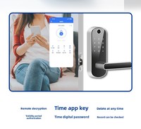 Serrure de Porte Intérieure en Bois Intelligente pour Commerce Transfrontalier à Languette Simple avec Empreinte Digitale, sans Perçage, Accès à Distance par Mot de Passe via WiFi en Alliage de Zinc