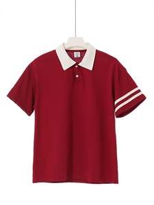 เสื้อโปโลผู้ชายผ้าฝ้าย 210GSM - ดีไซน์ลายทางคู่แบบ Preppy สีสันตัดกัน ทันสมัย แขนสั้น เหมาะสำหรับสไตล์สตรีทในฤดูร้อน - Product Image 6