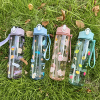 Bouteille d'eau pour enfants de 750 ml sans BPA, à boire directement en extérieur, anti-fuite, avec paille, lavable au lave-vaisselle, pour la rentrée scolaire