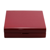 Boîte à bijoux en bois massif laqué bordeaux brillant sur mesure, boîte cadeau de luxe en bois pour bijoux avec doublure en velours