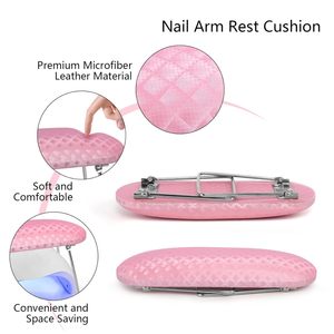 Portable Nail Arm Rest Cushion Soft Leather <b>Foldable</b> Plaid Waterproof Manicure Hand Pillow Salon Pink White Tool Wholesale - Product Image 6