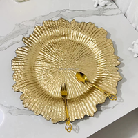 Assiettes rondes en plastique doré réutilisables de 13 pouces de haute qualité en gros pour la décoration de table de fête de mariage