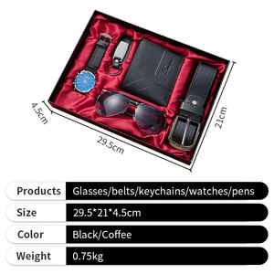 Set de Regalo de Gafas de Sol para Hombre, Regalo para el Día del Padre, Reloj, Cartera, Cinturón, Bolígrafo, Set de Regalo de 5 Piezas con Caja - Product Image 2