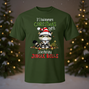 Camiseta navideña con diseño de gato para mujer, camiseta divertida con campanas navideñas y espíritu navideño - Product Image 3