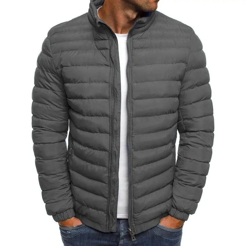 Jaket musim dingin Puffer kustom untuk pria grosir mantel musim dingin musim gugur ritsleting pakaian luar pria crop Puffer kualitas tinggi