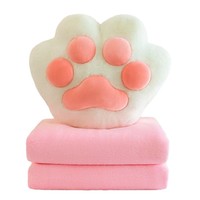 Rutschfeste Plüsch-Bärenpfoten-Kissen mit Decke aus Superweichem Velours-Stoff, Bestickt, Niedliches Geschenk für Sie, Stressabbau