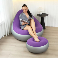 Canapé-lit gonflable moderne en PVC floqué pour extérieur, nouveau fauteuil inclinable portable pliable avec pompe à pied pour chambre, salon, hôpital